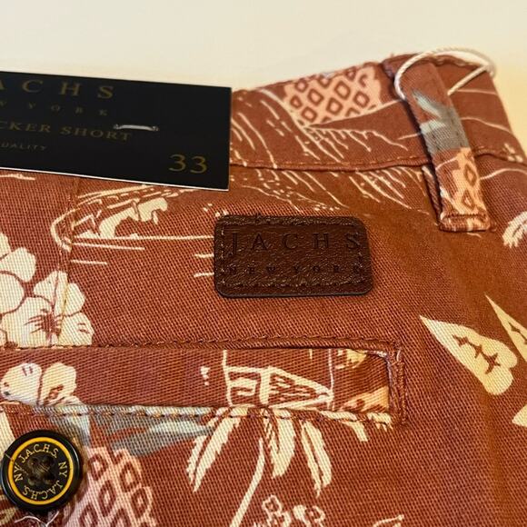 NWT Jachs NY Classic Khaki Twill Hawaii Print Bleecker Shorts - 32" Waist - Picture 3 of 8